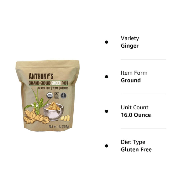 Organic Ground Ginger Root, 1 lb, Gluten Free, Non GMO, Keto Friendly - Premium Health Care from Visit the Anthony's Store - Just $22.99! Shop now at Handbags Specialist Headquarter