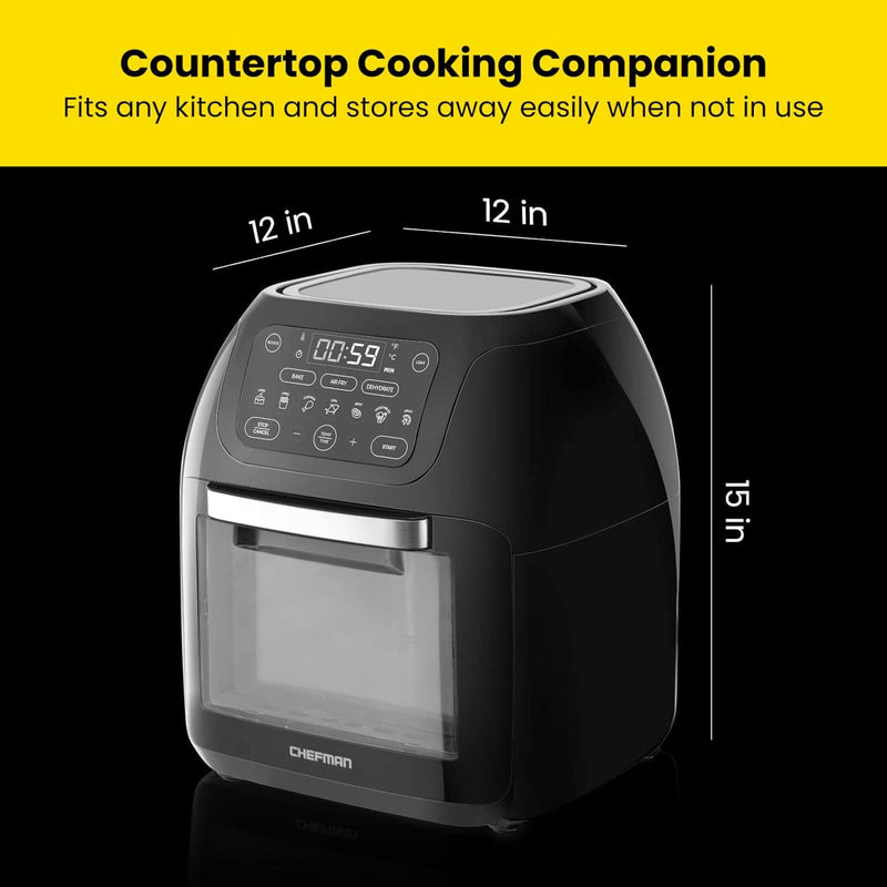 CHEFMAN Multifunctional Digital Air Fryer+ Rotisserie, Dehydrator, Convection Oven, 17 Touch Screen Presets Fry, Roast, Dehydrate, Bake, XL 10L Family Size, Auto Shutoff, Large Easy-View Window, Black - Premium Appliances from Visit the Chefman Store - Just $106.99! Shop now at 
