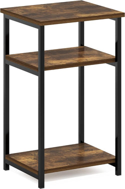 Furinno Just 3-Tier Turn-N-Tube End Table / Side Table / Night Stand / Bedside Table with Plastic Poles, 1-Pack, French Oak Grey/Black - Premium furniture from Visit the Furinno Store - Just $32.99! Shop now at Handbags Specialist Headquarter
