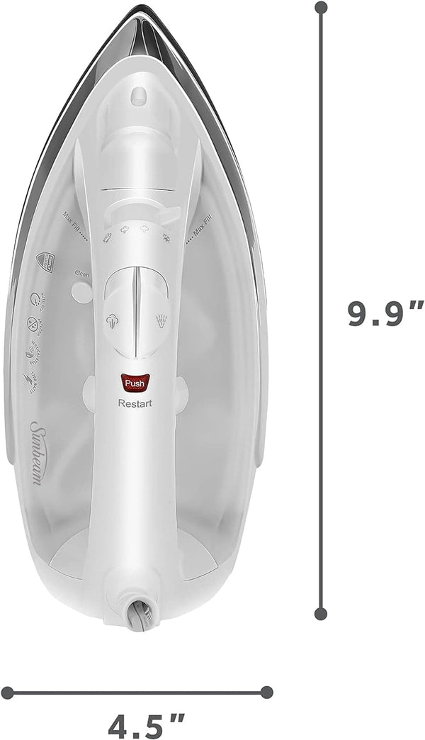 Sunbeam Classic Steam Iron, 1200 Watt, Mid-size Anti-Drip Nonstick Soleplate, Horizontal or Vertical Shot of Steam with 8' 360-Degree Swivel Cord and 3-Way Auto Shut-Off, White - Premium Steam Iron from Visit the Sunbeam Store - Just $41.99! Shop now at Handbags Specialist Headquarter