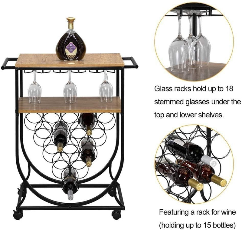 Bonnlo Serving Cart with Wheels for Home, Kitchen Bar Serving Cart with Wine Rack & Glass Holder - Premium 16354791 from Amazon US - Just $205.3! Shop now at Handbags Specialist Headquarter