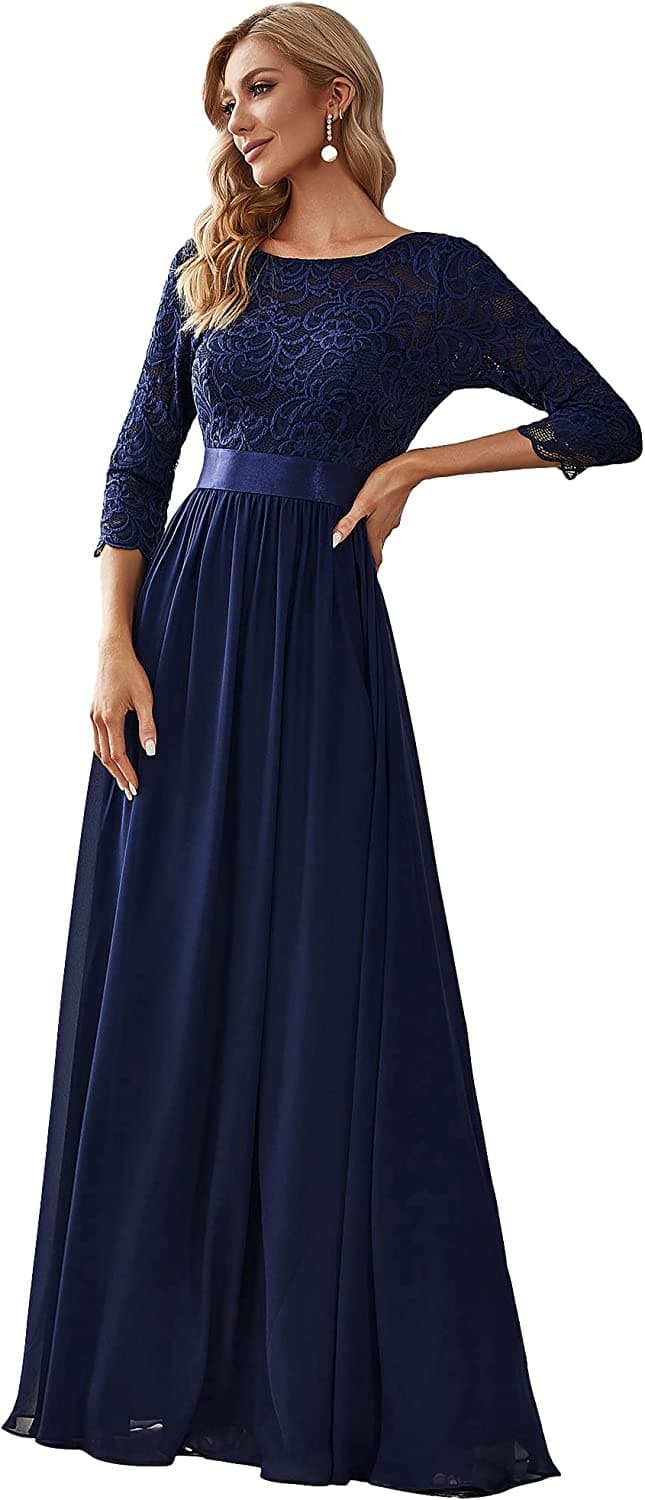 Women Elegant 3/4 Sleeve Empire Waist Maxi Bridesmaid Dresses - Premium Dresses from Visit the Ever-Pretty Store - Just $103.99! Shop now at Handbags Specialist Headquarter