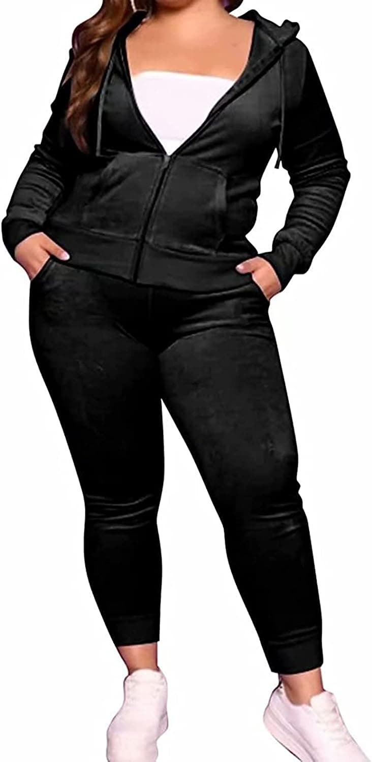 FcuteL Sweatsuits for Women Cuasal Plus Size Zipper Stripe Jackets Long Pants Tracksuit Sets Jogging Suit - Premium Womens from Brand: FcuteL - Just $20.99! Shop now at Handbags Specialist Headquarter