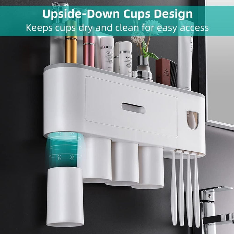 Wall Mounted Toothbrush Holder for Bathroom, Automatic Toothpaste Dispenser Kit with Magnetic Cups Kids & Family Set Toothbrush Holders, Storage Rack & Easy Install, Durable Space-Saving - Premium Health Care from Visit the showgoca Store - Just $19.99! Shop now at Handbags Specialist Headquarter