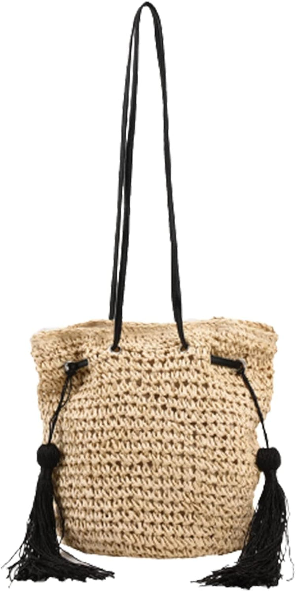 OWGSEE Straw Bucket Bag for Women, Summer Woven Beach Bag Drawstring Hobo Bucket Purses Handbag for Vacation - Premium Handbags from Brand: OWGSEE - Just $14.99! Shop now at Handbags Specialist Headquarter