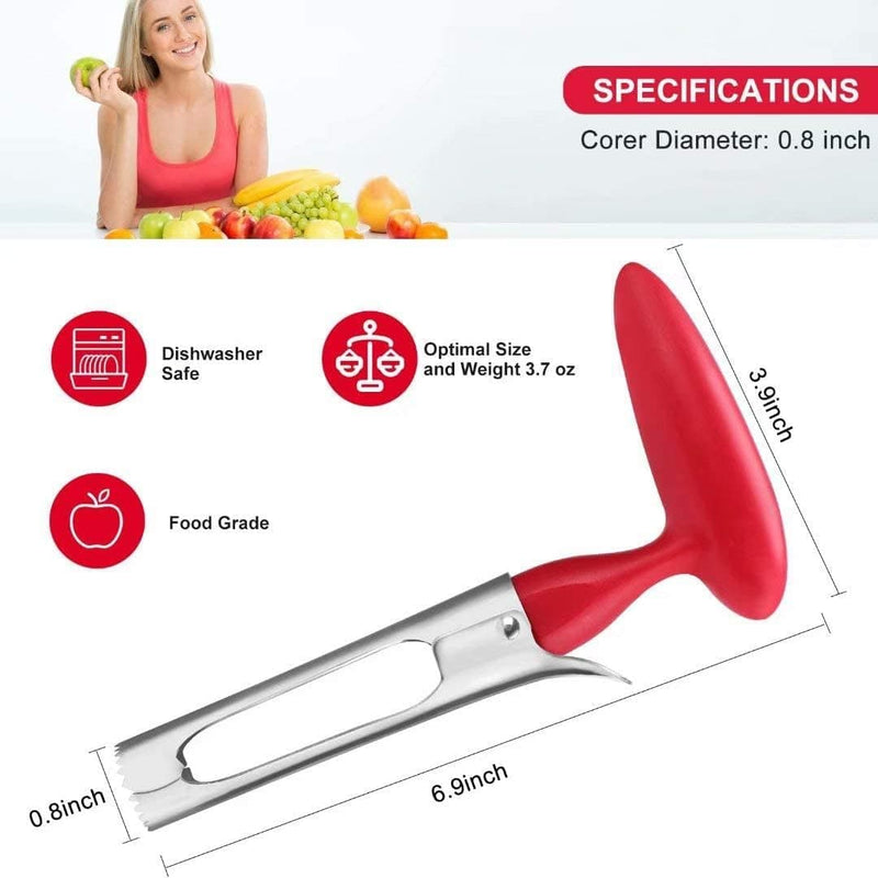 SCHVUBENR Premium Apple Corer Tool - Easy to Use and Clean Sturdy Core Remover with Sharp Serrature Stainless Steel Corers for Pear Fruits Ease(Red) - Premium Kitchen Helpers from Visit the SCHVUBENR Store - Just $13.99! Shop now at Handbags Specialist Headquarter