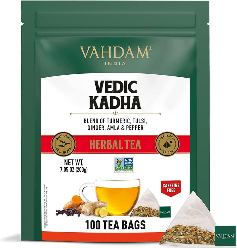 VAHDAM, Turmeric Ginger Herbal Tea Bags (100 Pyramid Tea Bags) Caffeine Free, Non GMO, Gluten Free | 100% Pure Herbal Blend - Savory & Spicy | Whole Loose Leaf Tea Bags - Premium Health Care from Visit the VAHDAM Store - Just $39.99! Shop now at Handbags Specialist Headquarter