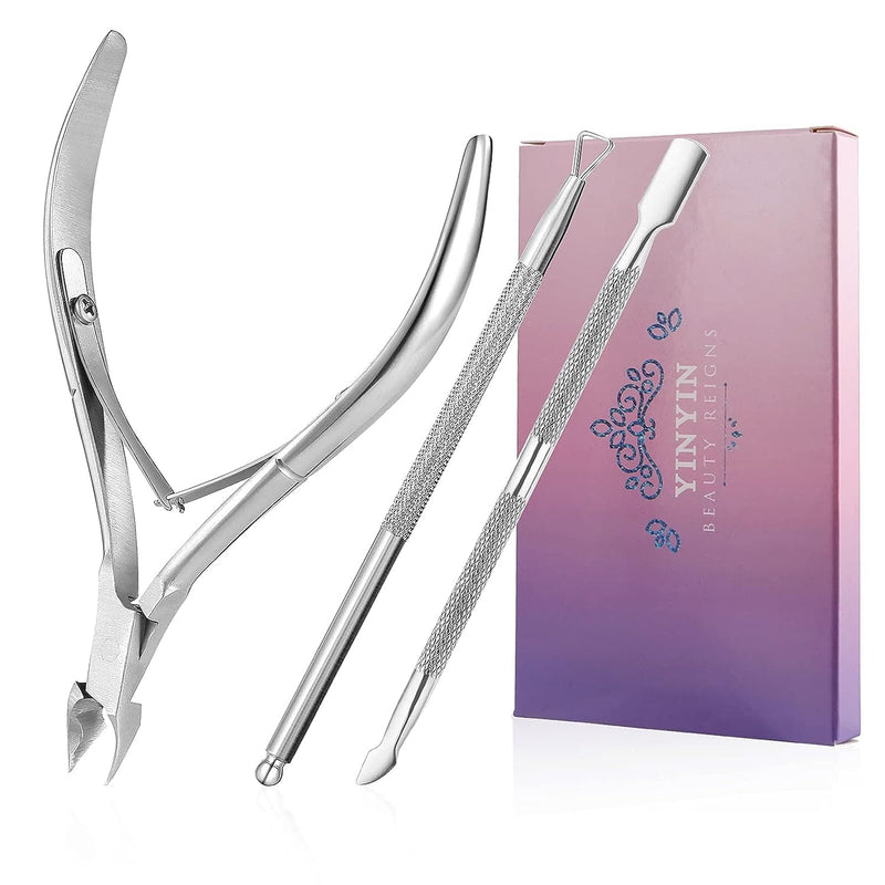 Cuticle Trimmer with Pusher -YINYIN Remover Nippers Professional Stainless Steel and Cutter Clippers Durable Pedicure Manicure Tools for Fingernails Toenails - Premium Hand, Foot & Nail Tools from Brand: YINYIN - Just $11.99! Shop now at Handbags Specialist Headquarter