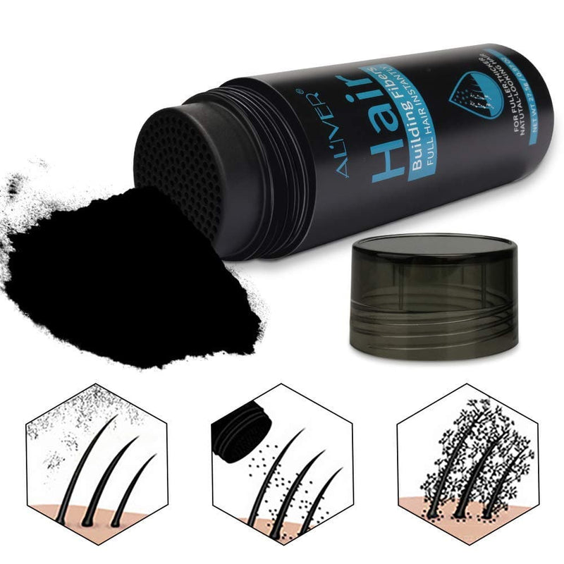 Aliver Fibers for Thinning Hair & Spray - Black - 27.5 Gr, Undetectable Natural Formula - Thicker Fuller Hair in 15 Seconds - Conceals Hair Loss & Look Younger - Designed for Men & Women - Premium Health Care from Visit the ALIVER Store - Just $19.99! Shop now at Handbags Specialist Headquarter