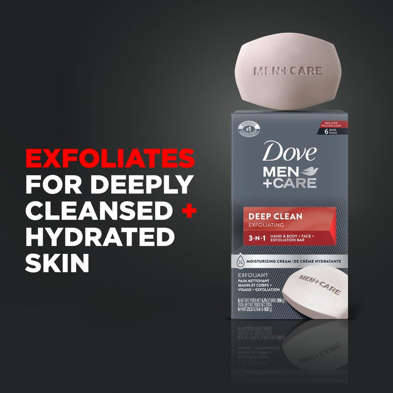 Dove Men + Care Deep Clean Body + Face Bars, Purifying Grains, 3.75 oz, 6 Ct - Premium Soaps from Visit the DOVE MEN + CARE Store - Just $14.99! Shop now at Handbags Specialist Headquarter