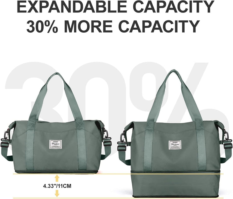 Travel Bag,Waterproof Duffel Gym Tote Bag,Weekender Carry On Overnight Bags for Women with Trolley Sleeve Wet Pocket,Travel Duffel Bags Hospital Bag,Green - Premium Travel Duffels from Visit the WONHOX Store - Just $41.99! Shop now at Handbags Specialist Headquarter