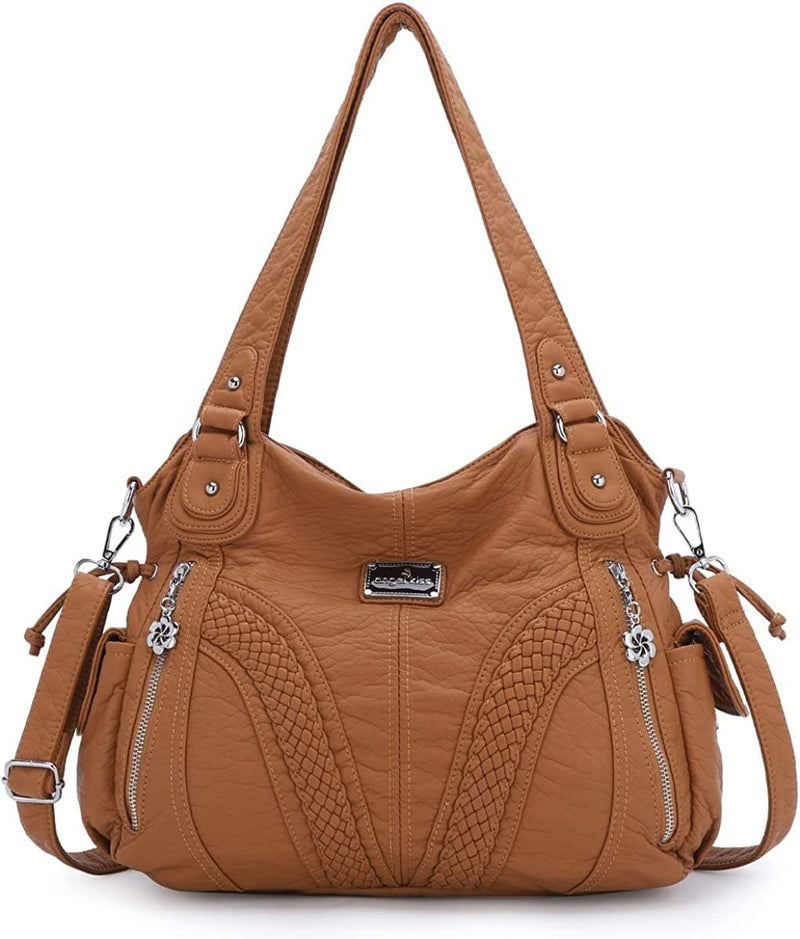 Purses and Handbags Women Fashion Tote Bag Shoulder Bags Top Handle Satchel Purses Washed Synthetic Leather Handbag - Premium Handbags from Visit the Angel Kiss Store - Just $47.99! Shop now at Handbags Specialist Headquarter