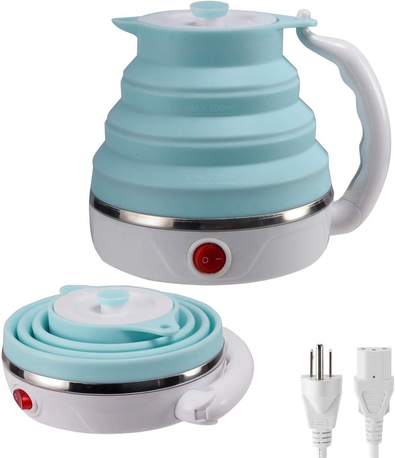 Travel Foldable Electric Kettle, Collapsible Food Grade Silicone Small Kettle Boiling water,Dual Voltage（600ml,110-220V US Plug） (Blue) - Premium Kitchen Helpers from Brand: T-magitic - Just $49.99! Shop now at Handbags Specialist Headquarter
