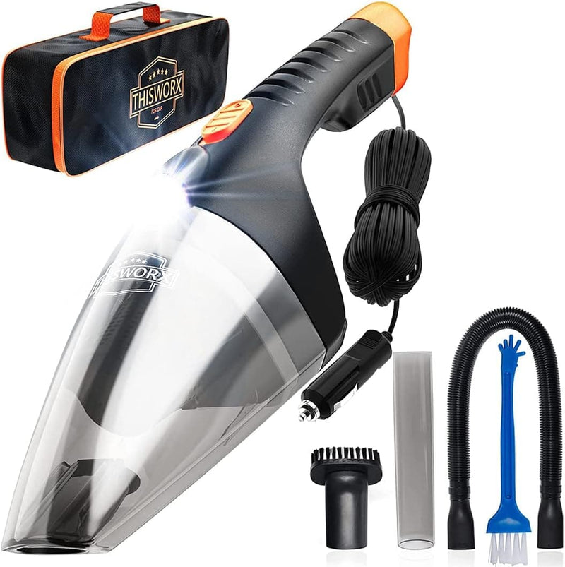 Car Vacuum Cleaner Small 12V High Power Handheld Portable Car Vacuum w/Attachments, 16 Ft Cord & Bag - Detailing Kit Essentials for Travel, RV Camper - Premium Auto from Visit the ThisWorx for Store - Just $53.99! Shop now at Handbags Specialist Headquarter