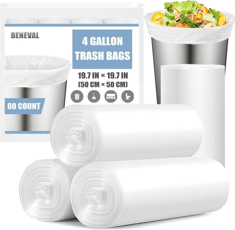 Small Trash Bags 4 Gallon - 100 Count 4 Gallon Trash Bag, Small Garbage Bags for Office Bedroom Bathroom Trash Bags, White 4 Gal Small Trash Can Liners - Premium Trash Bags from Brand: BENEVAL - Just $17.99! Shop now at 