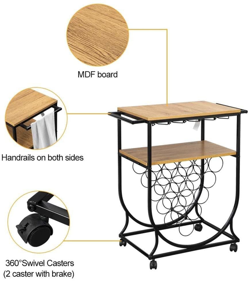 Bonnlo Serving Cart with Wheels for Home, Kitchen Bar Serving Cart with Wine Rack & Glass Holder - Premium 16354791 from Amazon US - Just $205.3! Shop now at Handbags Specialist Headquarter
