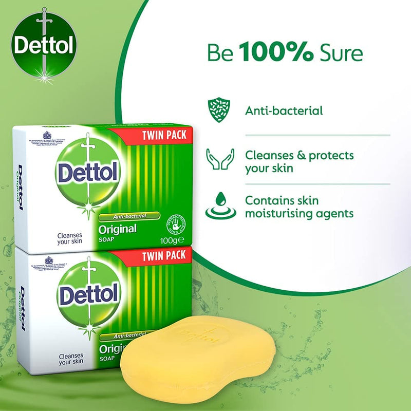 Dettol Anti Bacterial Original Soap 100g Twin Pack Dermatologically Tested - Premium Soaps from Visit the Dettol Store - Just $11.99! Shop now at Handbags Specialist Headquarter