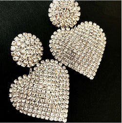 New Love Earrings Rhinestone Claw Chain Peach Heart Personality Earrings - Premium Earrings from eprolo - Just $17.99! Shop now at Handbags Specialist Headquarter
