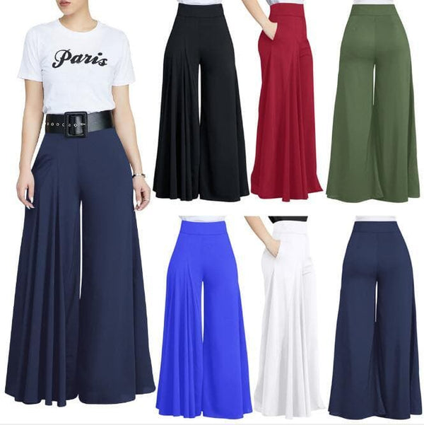 Plus Womens Office Loose Stretch High Waist Wide Leg Long Pants Palazzo Trouser - Premium Pants from eprolo - Just $24.94! Shop now at Handbags Specialist Headquarter