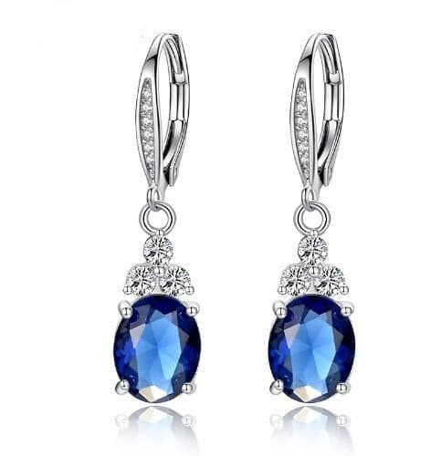 White & Blue Crystal Anti-allergic Copper Zircon Jewelry Drop Earring - Premium earring from eprolo - Just $23.99! Shop now at Handbags Specialist Headquarter