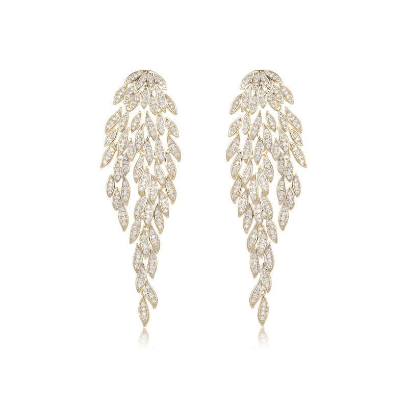 S925 Silver Needle Light Luxury Earrings Multilayer Tassel Tree Leaves High Level Exaggerated Grand Banquet Dress with Earrings - Premium earring from eprolo - Just $23.99! Shop now at Handbags Specialist Headquarter