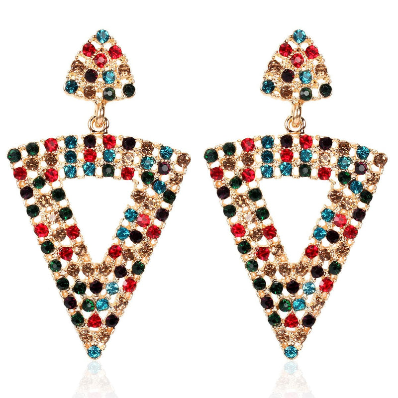 Fashion Rhinestone Earrings Triangle Earrings Rhinestone Earrings