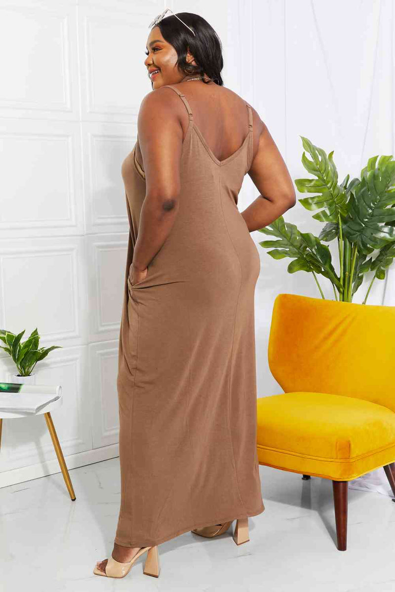 Zenana Full Size Beach Vibes Cami Maxi Dress in Mocha - Premium Dresses from Trendsi - Just $17! Shop now at Handbags Specialist Headquarter