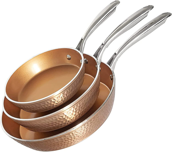 Steel Hammered Copper Collection – 10” Nonstick Fry Pan with Lid, Premium Cookware, Aluminum Composition with Induction Plate for Even Heating, Dishwasher & Oven Safe - Premium Health from Visit the GOTHAM STEEL Store - Just $39.92! Shop now at Handbags Specialist Headquarter
