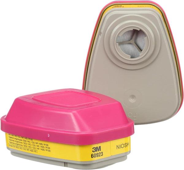 3M P100 Respirator Cartridge/Filter 60923, 1 Pair, Helps Protect Against Organic Vapors, Acid Gases, and Particulates,Magenta, Yellow - Premium Health Care from Visit the 3M Store - Just $33.99! Shop now at Handbags Specialist Headquarter