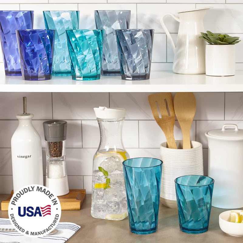 US Acrylic Optix 16-piece Plastic Stackable Tumblers in 4 Coastal Colors | 8 each: 14-ounce Rocks and 20-ounce Water Drinking Cups | Reusable, BPA-free, Made in the USA, Top-rack Dishwasher Safe - Premium bar accessories from Visit the US Acrylic Store - Just $26.99! Shop now at Handbags Specialist Headquarter