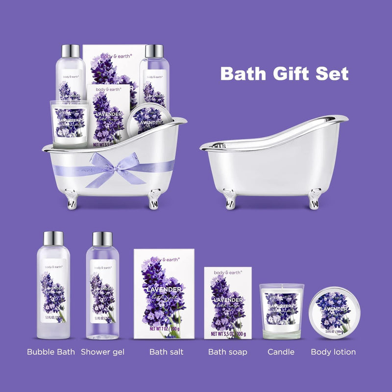 Gift Set for Women, Gift Basket for Women, Body & Earth Women Bath Set Lavender Spa Baskets with Bubble Bath, Bath Salts, Body Lotion, Scented Candle, Christmas Gifts for Women, Christmas Gift Basket - Premium Bath & Shower Sets from Visit the BODY & EARTH Store - Just $31.99! Shop now at Handbags Specialist Headquarter