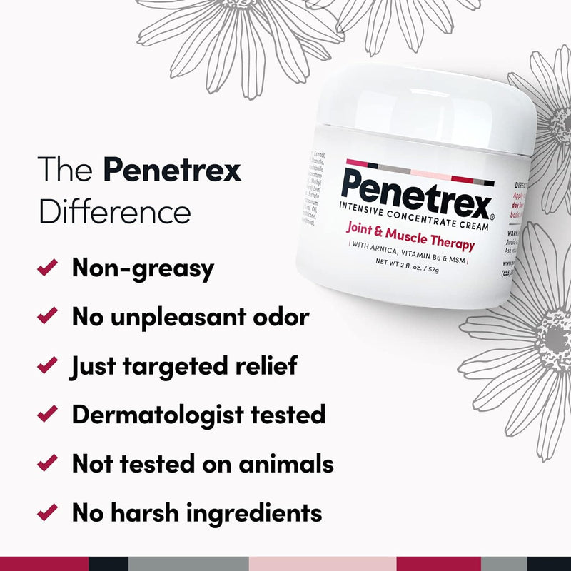 Penetrex Joint & Muscle Therapy, 2 Oz Cream – Intensive Concentrate for Relief & Recovery – Whole-Body Formulation with Arnica, Vitamin B6 & MSM (DMSO2) for Your Back, Neck, Knee, Hand, Shoulder, Foot - Premium Health Care from Visit the Penetrex Store - Just $30.99! Shop now at Handbags Specialist Headquarter