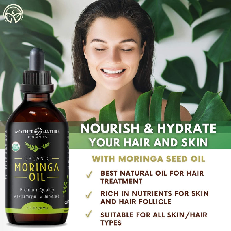 Mother Nature Organics Moringa Oil - Organic USDA Certified - 100% Pure, Cold Pressed & Unrefined Vegan Oil - Natural Moisturizer for Skin, Face, Body & Hair - Great For Fine Lines, Wrinkles - (2 Oz) - Premium HAIR from Visit the Mother Nature Organics Superfoods for Organic Living Store - Just $34.99! Shop now at Handbags Specialist Headquarter