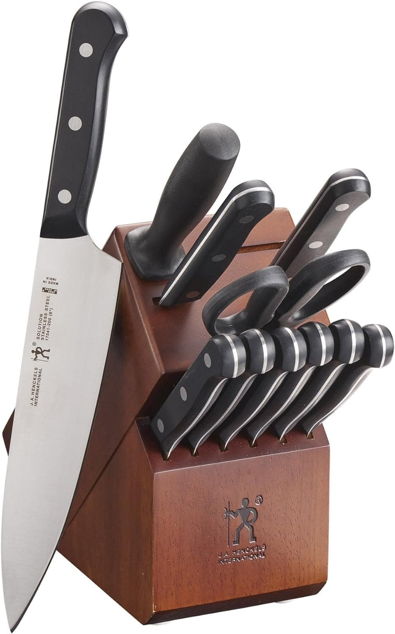 HENCKELS Premium Quality 12-Piece Knife Set with Block and Knife Sharpener, Razor-Sharp, German Engineered Knife Informed by over 100 Years of Masterful Knife Making, Dark Brown - Premium Cookware from Visit the HENCKELS Store - Just $114.99! Shop now at 