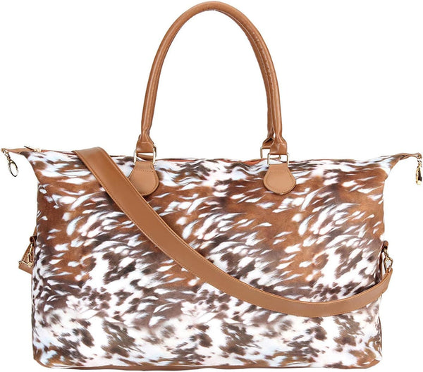 Women Large Travel Bag Overnight Weekend Bags with Shoulder Strap Cow Leopard Atzec… - Premium Duffel Bags from Brand: XinblueCo - Just $47.99! Shop now at Handbags Specialist Headquarter
