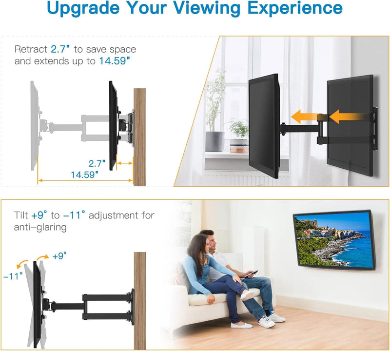 Full Motion TV Monitor Wall Mount Bracket Articulating Arms Swivel Tilt Extension Rotation for Most 13-42 Inch LED LCD Flat Curved Screen TVs & Monitors, Max VESA 200x200mm up to 44lbs by Pipishell - Premium furniture from Visit the Pipishell Store - Just $30.99! Shop now at Handbags Specialist Headquarter