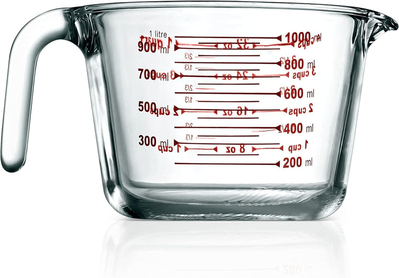 NutriChef 2 Pieces Measuring Cups - BPA-Free Premium Heat Resistant Borosilicate Glass Measuring Cups w/ Handle, Precise Measurement w/ Oz & Ml Scale in 500ml & 1000ml, Microwave & Oven Safe - Premium Cookware from Visit the NutriChef Store - Just $30.99! Shop now at 