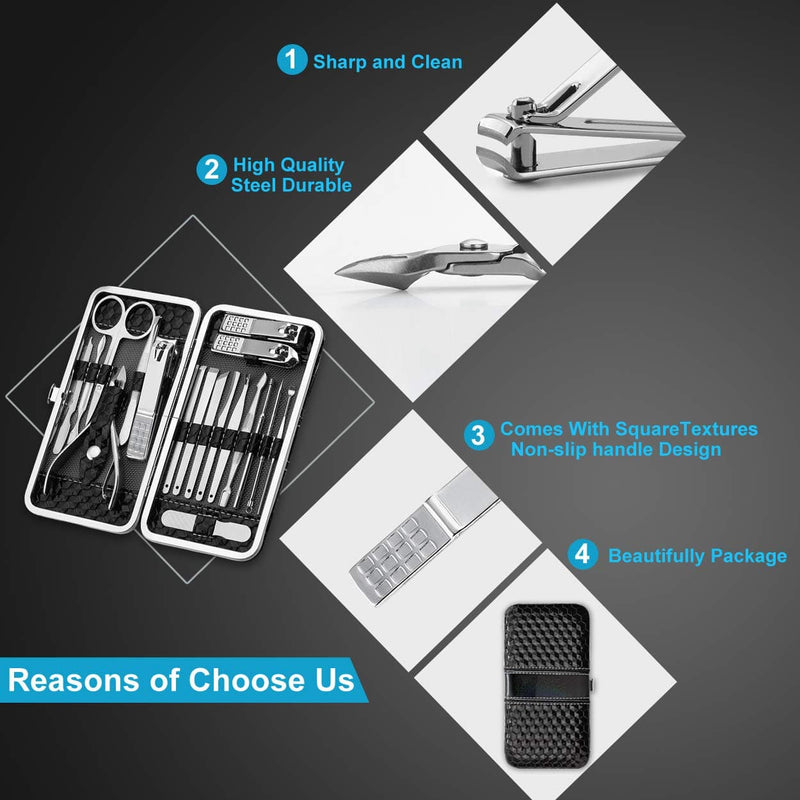 Yougai Manicure Set Nail Clippers Pedicure Kit -18 Pieces Stainless Steel Manicure Kit, Professional Grooming Kits, Nail Care Tools with Luxurious Travel Case, Black - Premium Hand, Foot & Nail Tools from Visit the Yougai Store - Just $23.99! Shop now at Handbags Specialist Headquarter