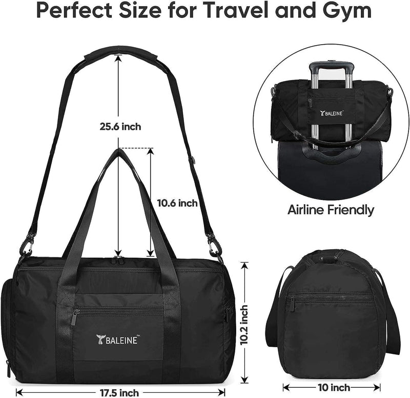 BALEINE Gym Bag for Women and Men, Small Duffel Bag for Sports, Gyms and Weekend Getaway, Waterproof Dufflebag with Shoe and Wet Clothes Compartments, Lightweight Carryon Gymbag (Black) - Premium Travel Duffels from Visit the BALEINE Store - Just $35.99! Shop now at Handbags Specialist Headquarter