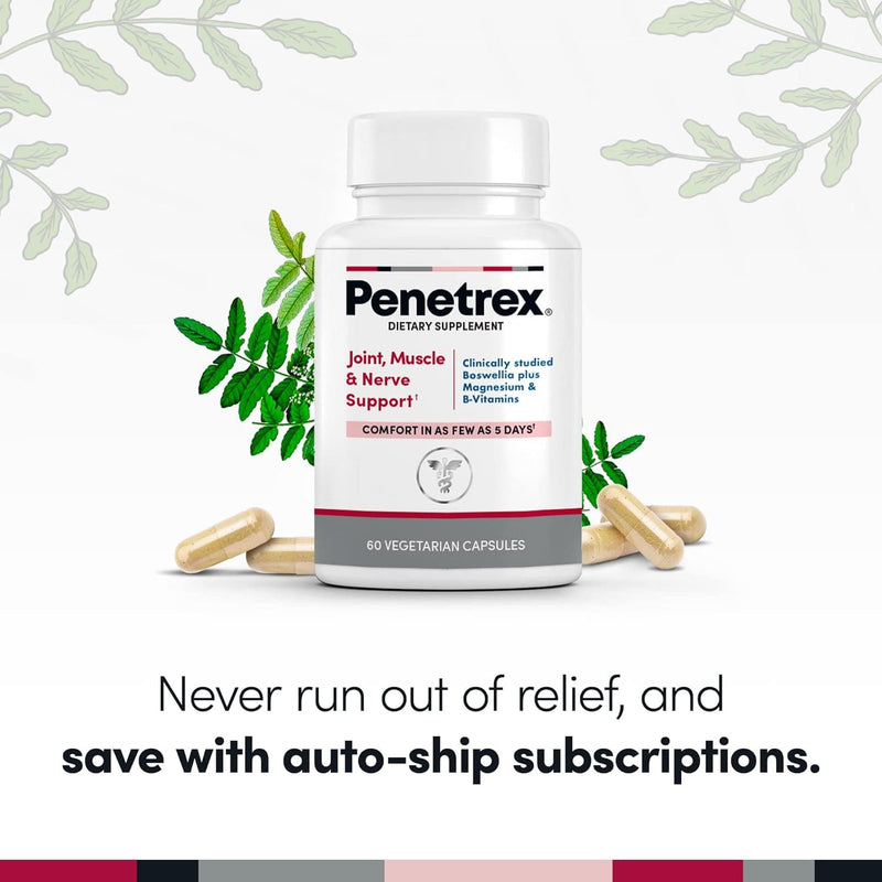 Penetrex Joint, Muscle & Nerve Support Supplement – Comfort in 5 Days with Advanced Boswellia Serrata Extract, Vitamin C, B, D & Magnesium Glycinate - 60 Fast-Acting Neuropathy Supplement Capsules - Premium Health Care from Visit the Penetrex Store - Just $41.99! Shop now at Handbags Specialist Headquarter