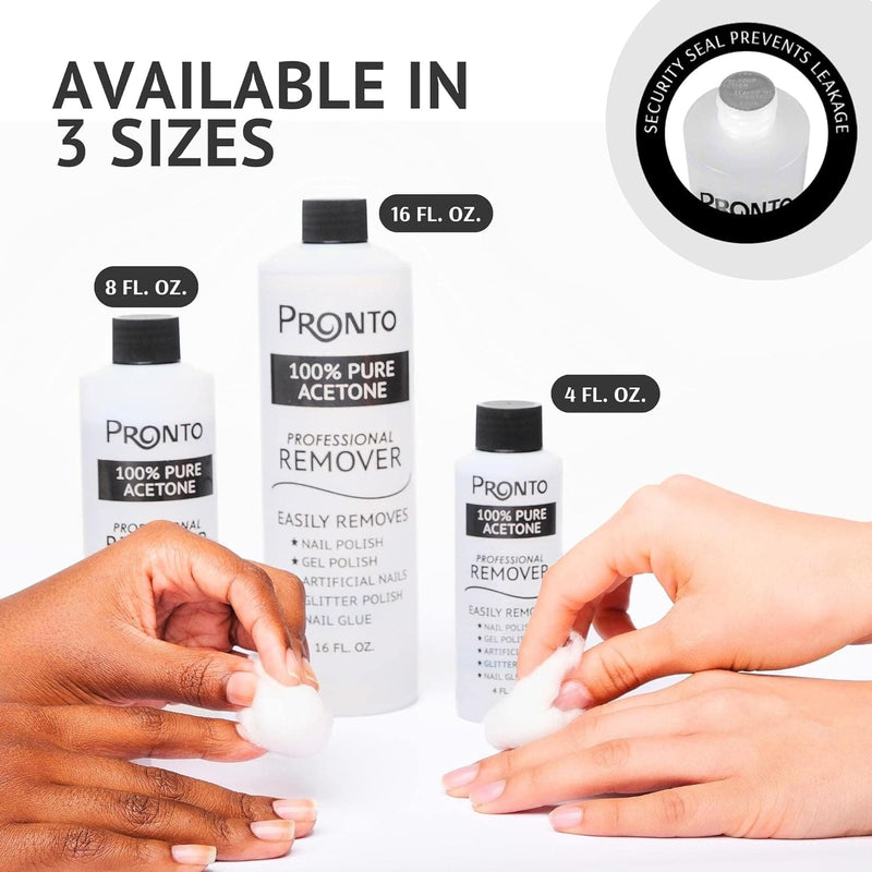 Pronto 100% Pure Acetone - Quick, Professional Nail Polish Remover - For Natural, Gel, Acrylic, Sculptured Nails (8 FL. OZ.) - Premium Foot, Hand & Nail Care from Visit the Pronto Store - Just $15.99! Shop now at Handbags Specialist Headquarter