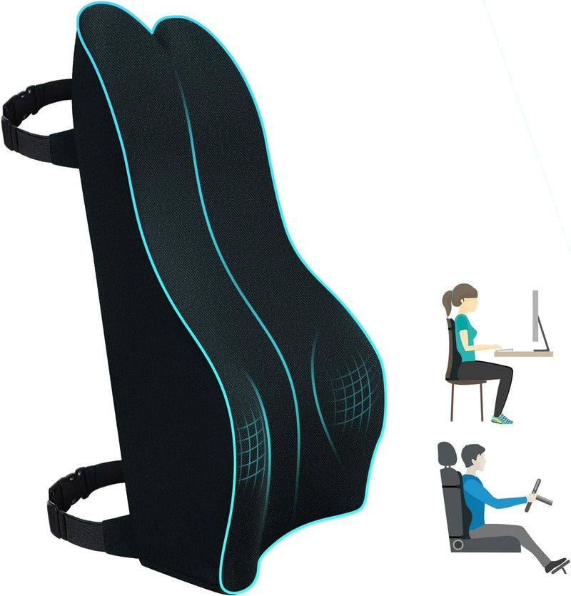 Lumbar Support Pillow for Office Chair - Lumbar Pillow for Car -Memory Foam Long Office Chair Back Support for Upper,Middle and Lower Back Pain Relief/Posture Improved with Double Strap-Black - Premium Lumbar Pillows from Visit the Dreamer Car Store - Just $28.78! Shop now at Handbags Specialist Headquarter