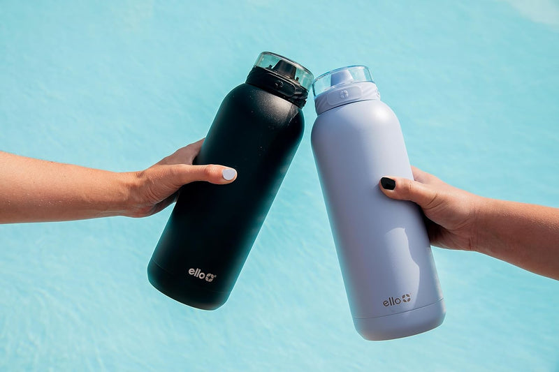 Ello Cooper Stainless Steel Water Bottle with Straw and Carry Handle, Double Walled and Vacuum Insulated Metal, Leak Proof Locking Lid with Soft Silicone Spout, Reusable, BPA Free, 22oz, 32oz, 40oz - Premium Water Bottle from Brand: Ello - Just $31.99! Shop now at Handbags Specialist Headquarter