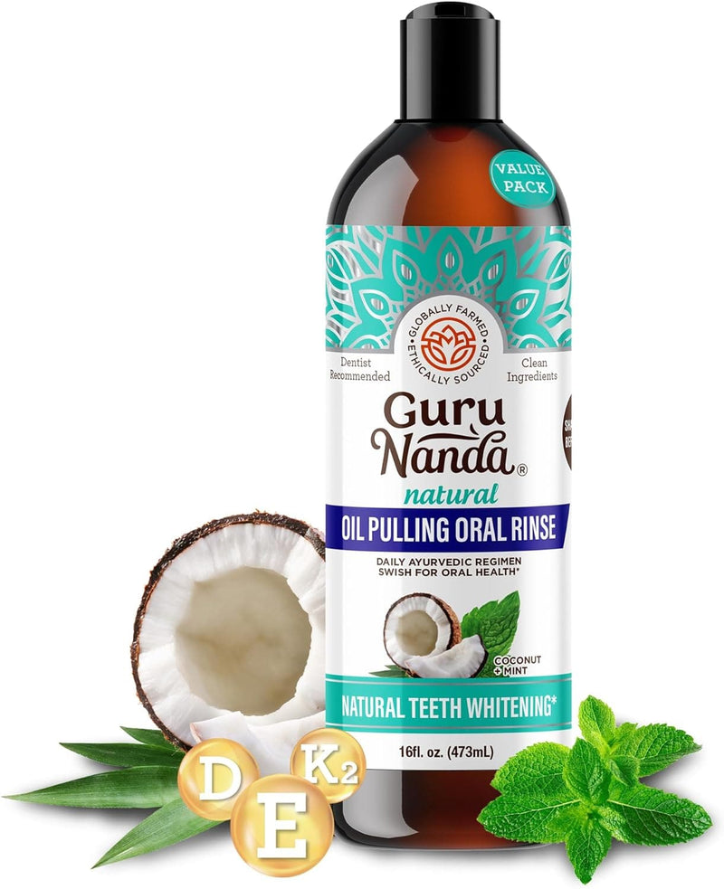 GuruNanda Coconut Oil Pulling with 7 Essential Oils and Vitamin D3, E, K2 (Mickey D), Helps with Fresh Breath, Teeth & Gum Health & More (1x8 fl oz) - Premium Health Care from Visit the GuruNanda Store - Just $21.99! Shop now at Handbags Specialist Headquarter