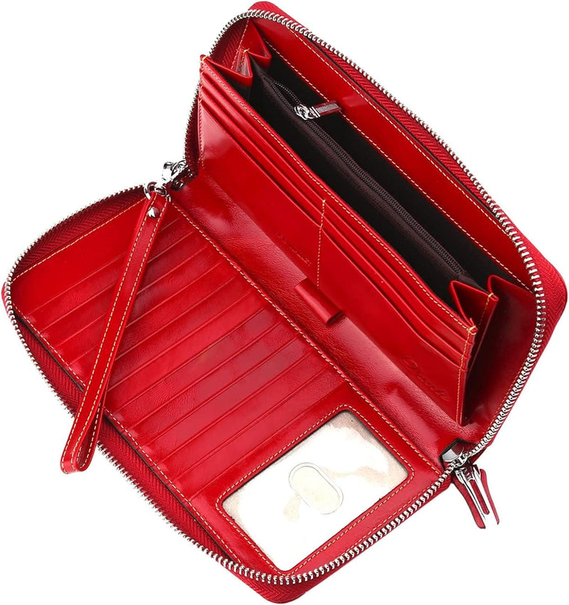 Lavemi Women's RFID Blocking 100% Leather Large Capacity Zip Around Wallet Phone Holder Clutch Travel Purse Wristlet - Premium Wristlets from Visit the Lavemi Store - Just $41.99! Shop now at Handbags Specialist Headquarter