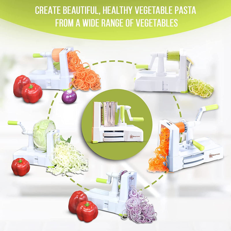 Brieftons 5-Blade Vegetable Spiralizer: Strongest-Heaviest Spiral Slicer, Best Veggie Pasta Spaghetti Maker for Low Carb / Paleo / Gluten-Free / Vegan Meals, With Extra Blade Caddy, 4 Recipe Ebooks - Premium Kitchen Helpers from Visit the Brieftons Store - Just $32.99! Shop now at Handbags Specialist Headquarter