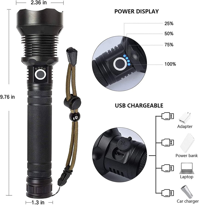 Lylting Rechargeable LED Flashlights High Lumens, 90000 Lumens Super Bright Zoomable Waterproof Flashlight with Batteries Included & 3 Modes, Powerful Handheld Flashlight for Camping Emergencies - Premium DECOR from Visit the Lylting Store - Just $69.98! Shop now at Handbags Specialist Headquarter