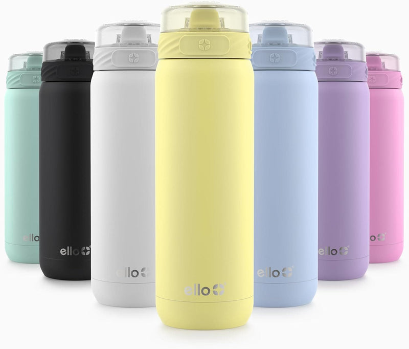 Ello Cooper Stainless Steel Water Bottle with Straw and Carry Handle, Double Walled and Vacuum Insulated Metal, Leak Proof Locking Lid with Soft Silicone Spout, Reusable, BPA Free, 22oz, 32oz, 40oz - Premium Water Bottle from Brand: Ello - Just $31.99! Shop now at Handbags Specialist Headquarter