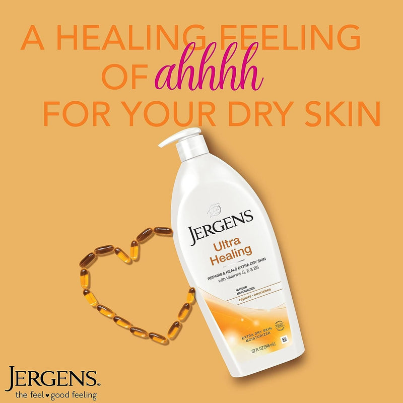 Jergens Ultra Healing Dry Skin Moisturizer, Body and Hand Lotion for Dry Skin, for Quick Absorption into Extra Dry Skin, with HYDRALUCENCE blend, Vitamins C, E, and B5, 32 Ounce - Premium Bathroom from Visit the Jergens Store - Just $10.99! Shop now at Handbags Specialist Headquarter