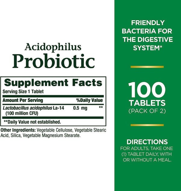 Nature's Bounty Acidophilus Probiotic, Daily Probiotic Supplement, Supports Digestive Health, Twin Pack, 200 Tablets - Premium Vitamins, Minerals & Supplements from Visit the Nature's Bounty Store - Just $30.30! Shop now at Handbags Specialist Headquarter
